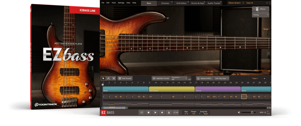 自动贝斯音色 Toontrack EZbass v1.1.5 CE WIN/MAC版（含完整音色库+MIDI包）-YU158-音频制作系统办公资源