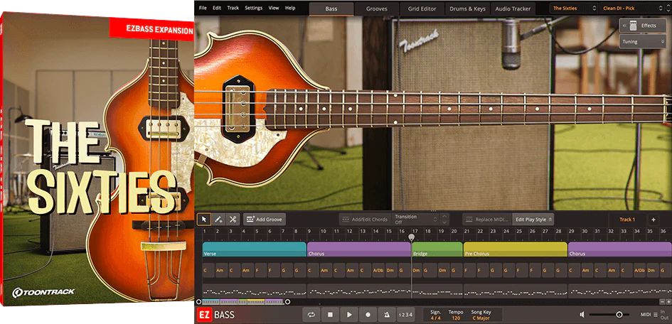 1960年的复古贝斯 Toontrack The Sixties EBX (SOUNDBANK)-YU158-音频制作系统办公资源