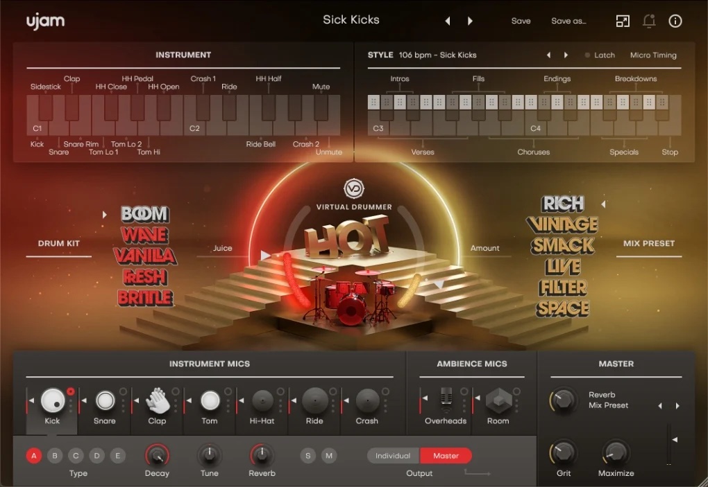 嘻哈虚拟鼓手 UJAM Virtual Drummer HOT v2.3.0 Rev WIN（含音色库）-YU158-音频制作系统办公资源