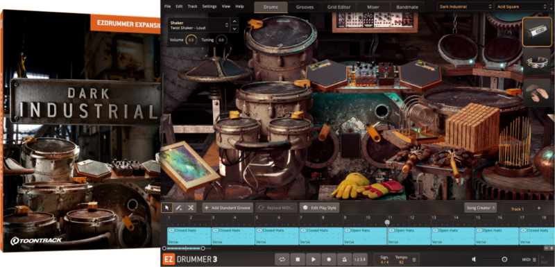 EZDrummer3扩展库之暗黑工业摇滚鼓 Toontrack Dark Industrial EZX (SOUNDBANK)-YU158-音频制作系统办公资源