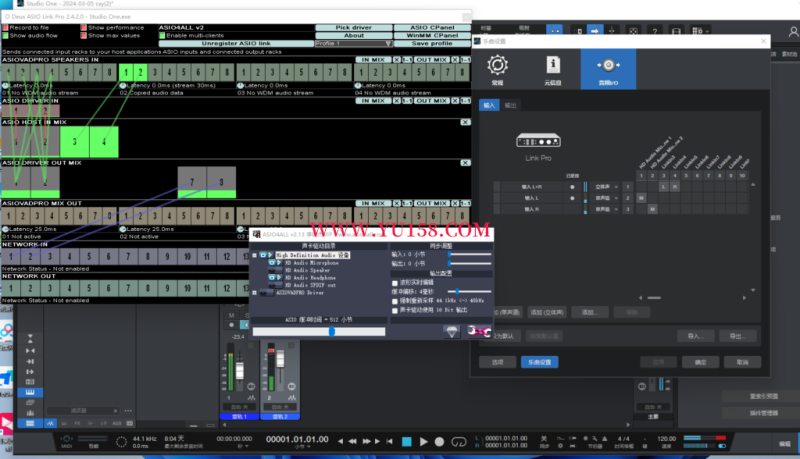 板载声卡关联 studio one机架跳线设置教程-YU158-音频制作系统办公资源
